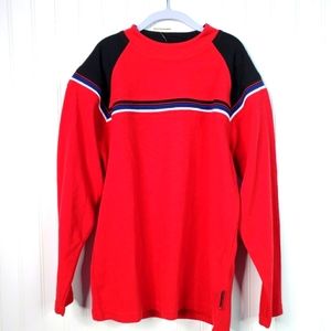 Carters Red Long Sleeve Stripe Henley Shirt Medium